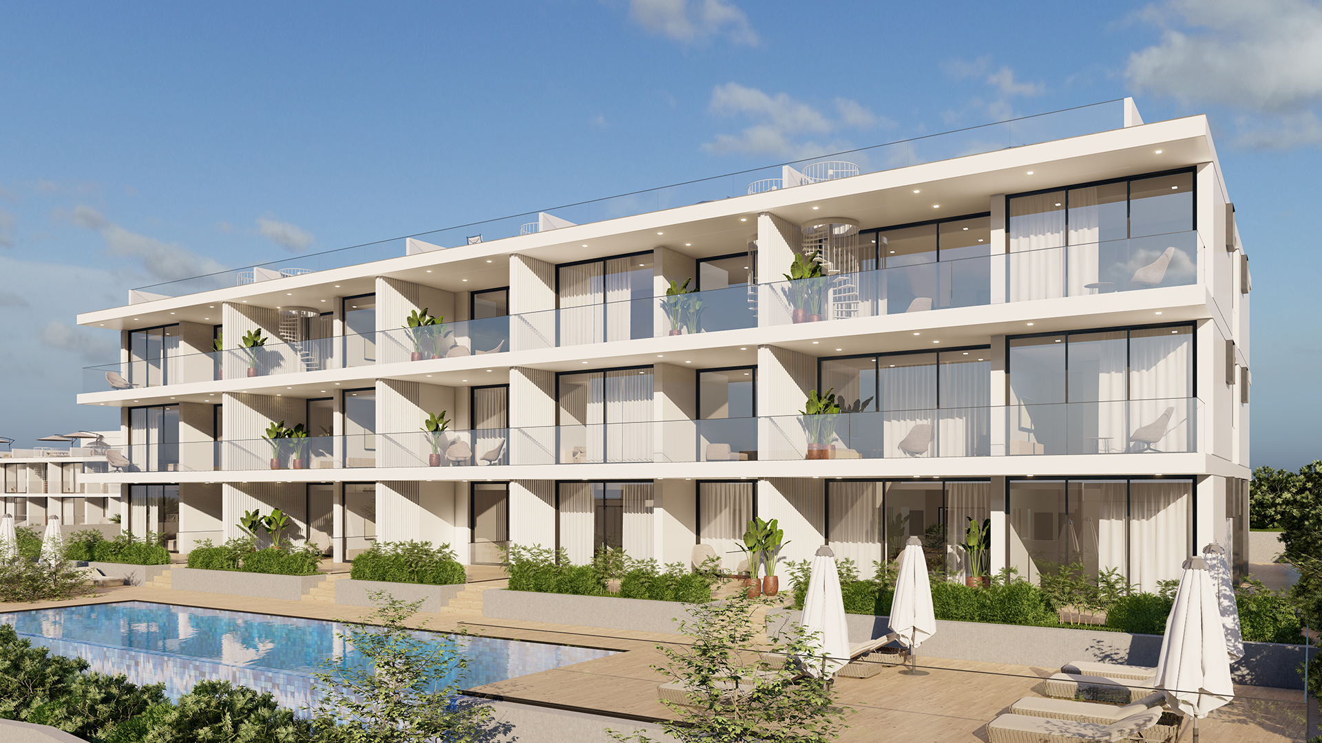 Off plan contemporary 2 bedroom apartments within 5 Star resort facilities, near Ferragudo | PQH2266 New off plan development of a collection of modern and elegant apartments, is situated within an exclusive 5-star resort close to Ferragudo in the central/west Algarve. This new jewel is located near to golf courses, restaurants, beaches and coves and further amenities. Each floor will have 2 x 2-stylish bedroom apartments with fantastic views. Their bespoke contemporary excellence with high-end finishes are designed to maximise living comfort and comfortable living. It has a reception and is ideal for investors to rent out, holiday makers or permanent living.